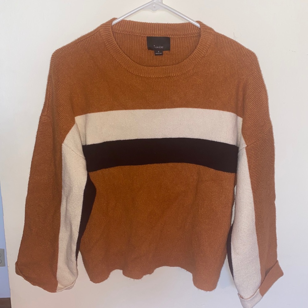 Quarter Sleeve Striped Sweater